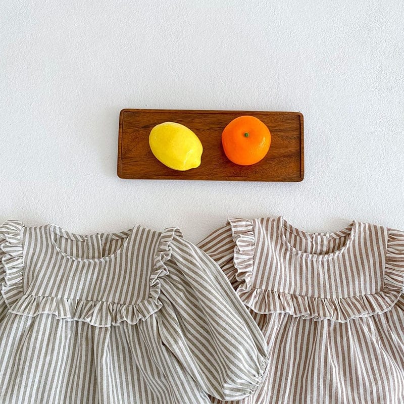 長袖セットアップ ベビー セットアップ ストライプ フリル チュニック ブルマ【mh0000183】