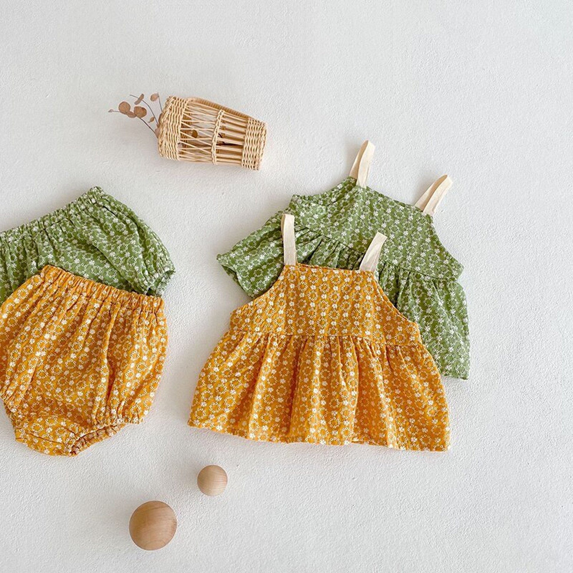ノースリーブセットアップ ベビー フラワー 花柄 キャミチュニック ブルマー セット【mh0000467】