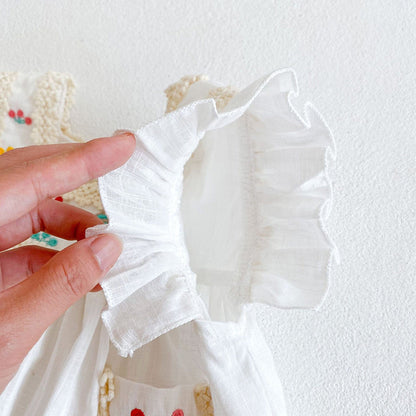 ノースリーブワンピース ベビー フラワー 刺繍 レース ノースリーブ ワンピース【mh0000695】