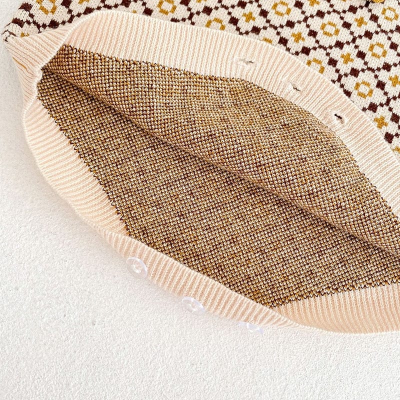 ノースリーブロンパース ベビー ニット 北欧風 サスペンダー ロンパース【mh0000983】