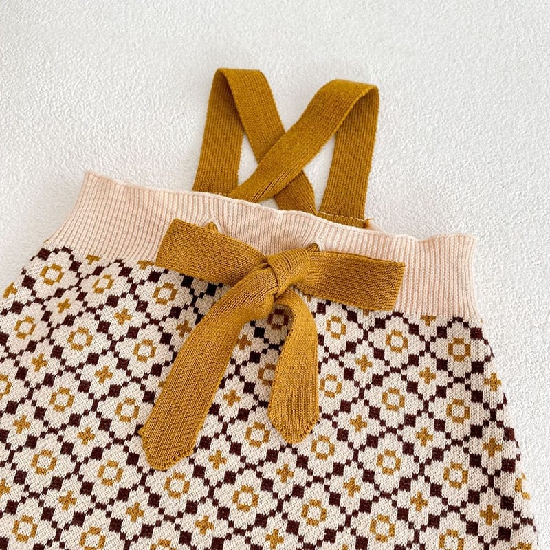 ノースリーブロンパース ベビー ニット 北欧風 サスペンダー ロンパース【mh0000983】