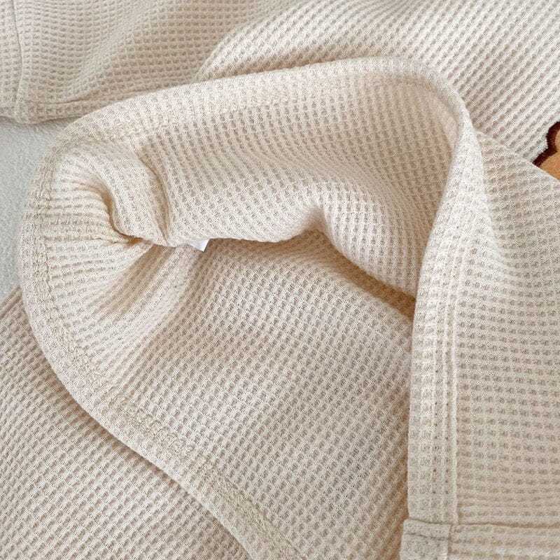 長袖セットアップ ベビー ワッフル セットアップ くま ベア 長袖 トップス パンツ【mh0001224】