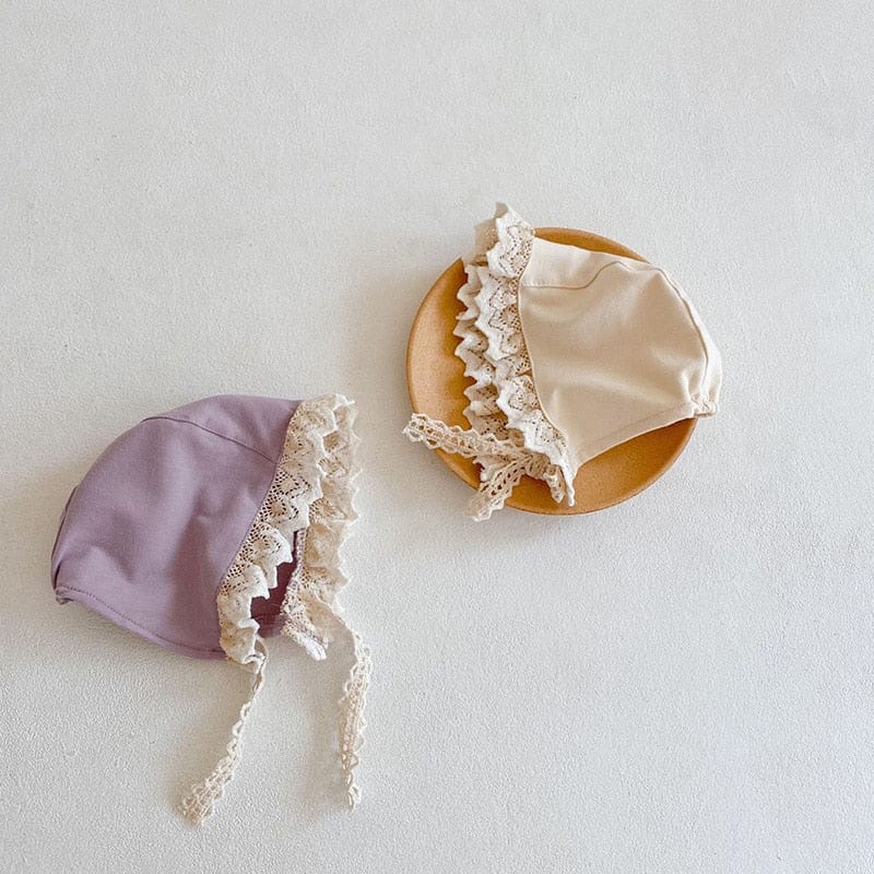 長袖ロンパース ベビー レース フリル 長袖 ロンパース ボンネット 帽子 セット【mh0001920】