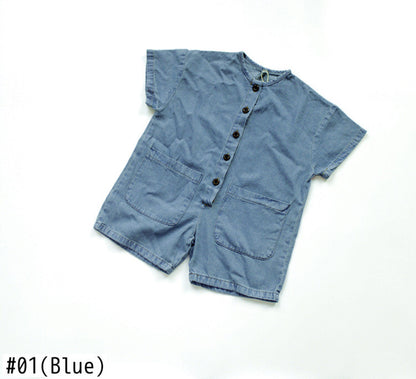-キッズ デニム 半袖 ジャンプスーツ 48918290 - mamahalo shop - 半袖ジャンプスーツ -  べビー服 - 子供服 - 男の子 - 女の子