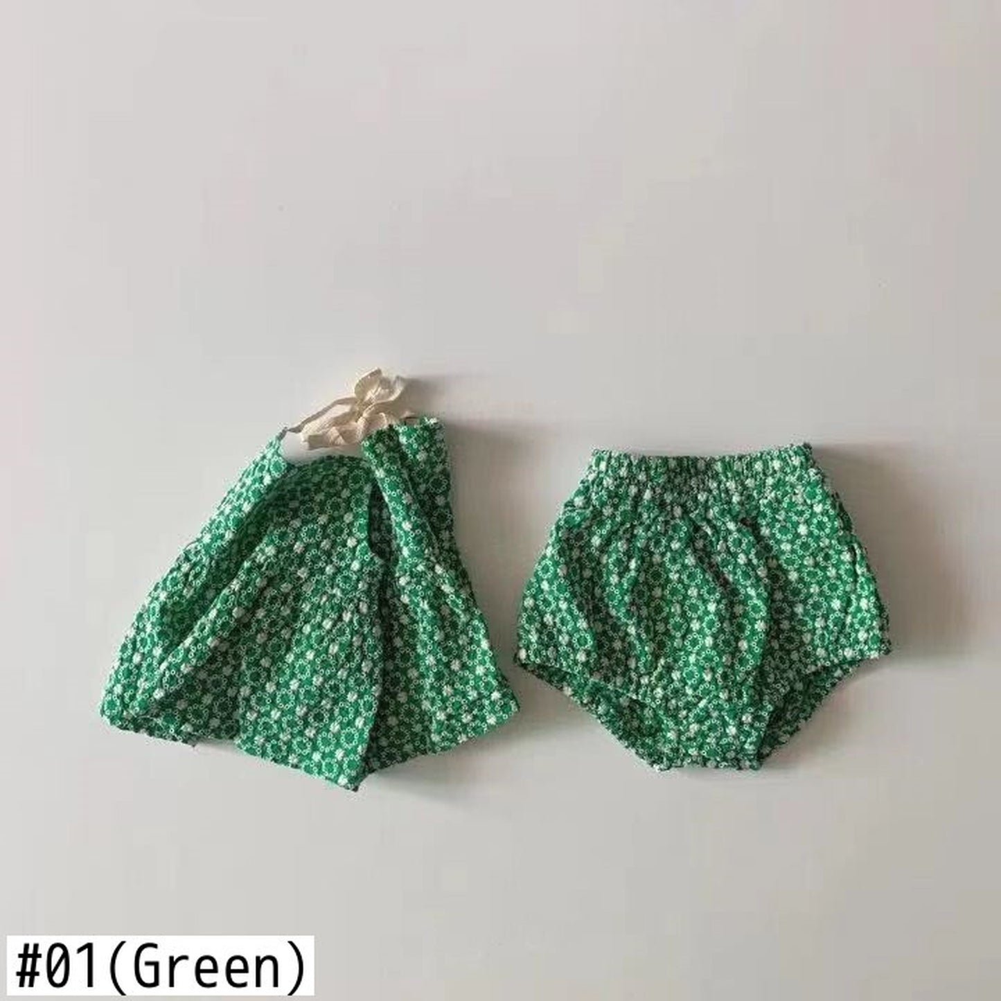 -ベビー セットアップ キャミソール + ブルマ フラワー レース 刺繍 - mamahalo shop - ノースリーブセットアップ -  べビー服 - 子供服 - 男の子 - 女の子