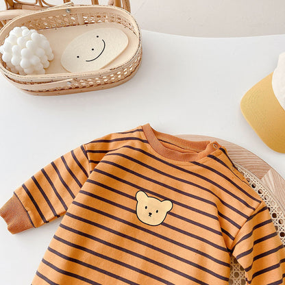 -# ベビー くま ボーダー ロンパース【mh0000413】 - mamahalo shop - 長袖ロンパース -  べビー服 - 子供服 - 男の子 - 女の子