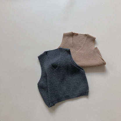 -キッズ ニットベスト シンプルベーシック 2カラー【mh0000235】 - mamahalo shop - ベスト -  べビー服 - 子供服 - 男の子 - 女の子