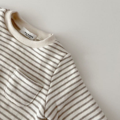 -ベビー ボーダー ロンパース ジャンプスーツ【mh0000198】 - mamahalo shop - 長袖ロンパース -  べビー服 - 子供服 - 男の子 - 女の子