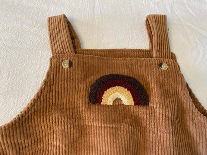 -ベビー コーデュロイ レインボー ロンパース - mamahalo shop - ノースリーブロンパース -  べビー服 - 子供服 - 男の子 - 女の子