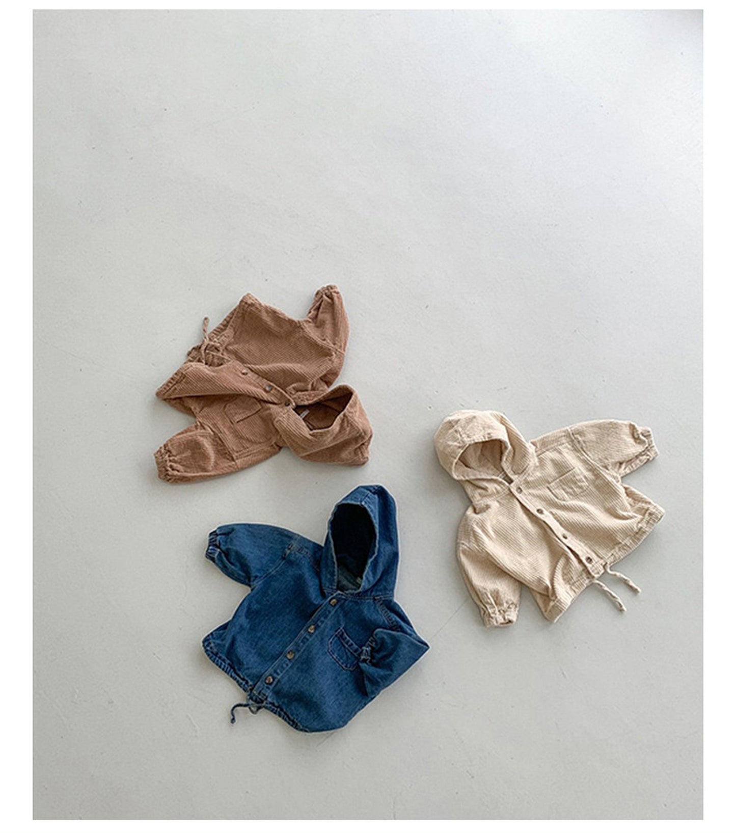 -キッズ コーデュロイ デニム フーディ トップス ジャケット【mh0000353】 - mamahalo shop - ショートコート・ジャケット・ジャンパー -  べビー服 - 子供服 - 男の子 - 女の子