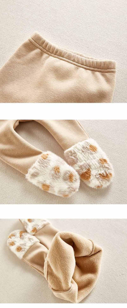 -ベビー レオパード 耳付き フーディ ロンパース 足つき レギンス パンツ - mamahalo shop - 長袖ロンパース -  べビー服 - 子供服 - 男の子 - 女の子