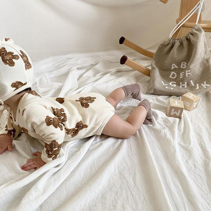 -ベビー くま ベア ロンパース 耳帽子 セット - mamahalo shop - 長袖ロンパース -  べビー服 - 子供服 - 男の子 - 女の子