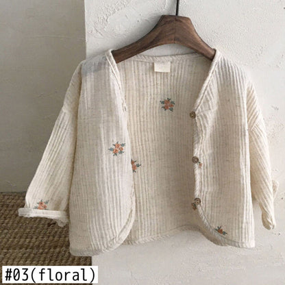 -ベビー フラワー 無地 カーディガン - mamahalo shop - カーディガン・パーカー -  べビー服 - 子供服 - 男の子 - 女の子