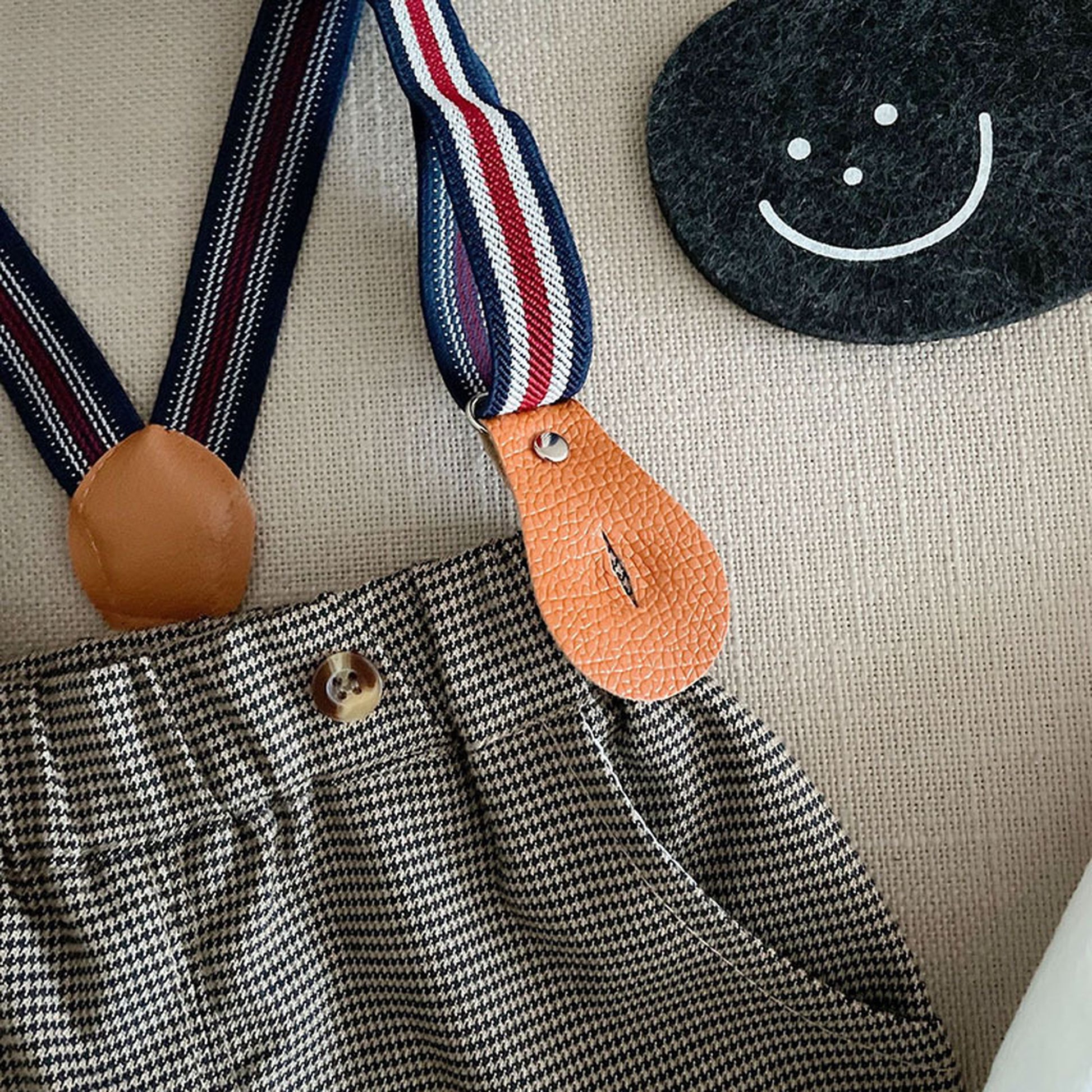 -ベビー セットアップ リボン シャツ チェック サスペンダー パンツ お出かけ【mh0000424】 - mamahalo shop - 長袖セットアップ -  べビー服 - 子供服 - 男の子 - 女の子