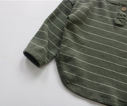 -キッズ ボーダー 長袖 Tシャツ トップス - mamahalo shop - 長袖Tシャツ -  べビー服 - 子供服 - 男の子 - 女の子