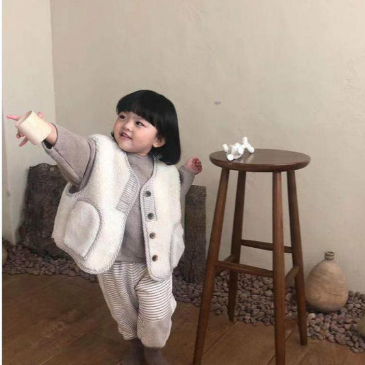 -ベビー ボア ベスト アウター【mh0000239】 - mamahalo shop - ベスト -  べビー服 - 子供服 - 男の子 - 女の子