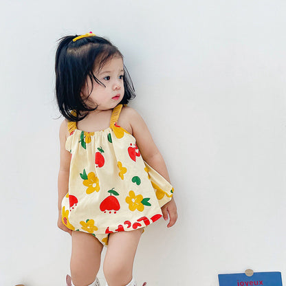 -ベビー フラワー セットアップ キャミソール トップス ブルマ パンツ - mamahalo shop - ノースリーブセットアップ -  べビー服 - 子供服 - 男の子 - 女の子