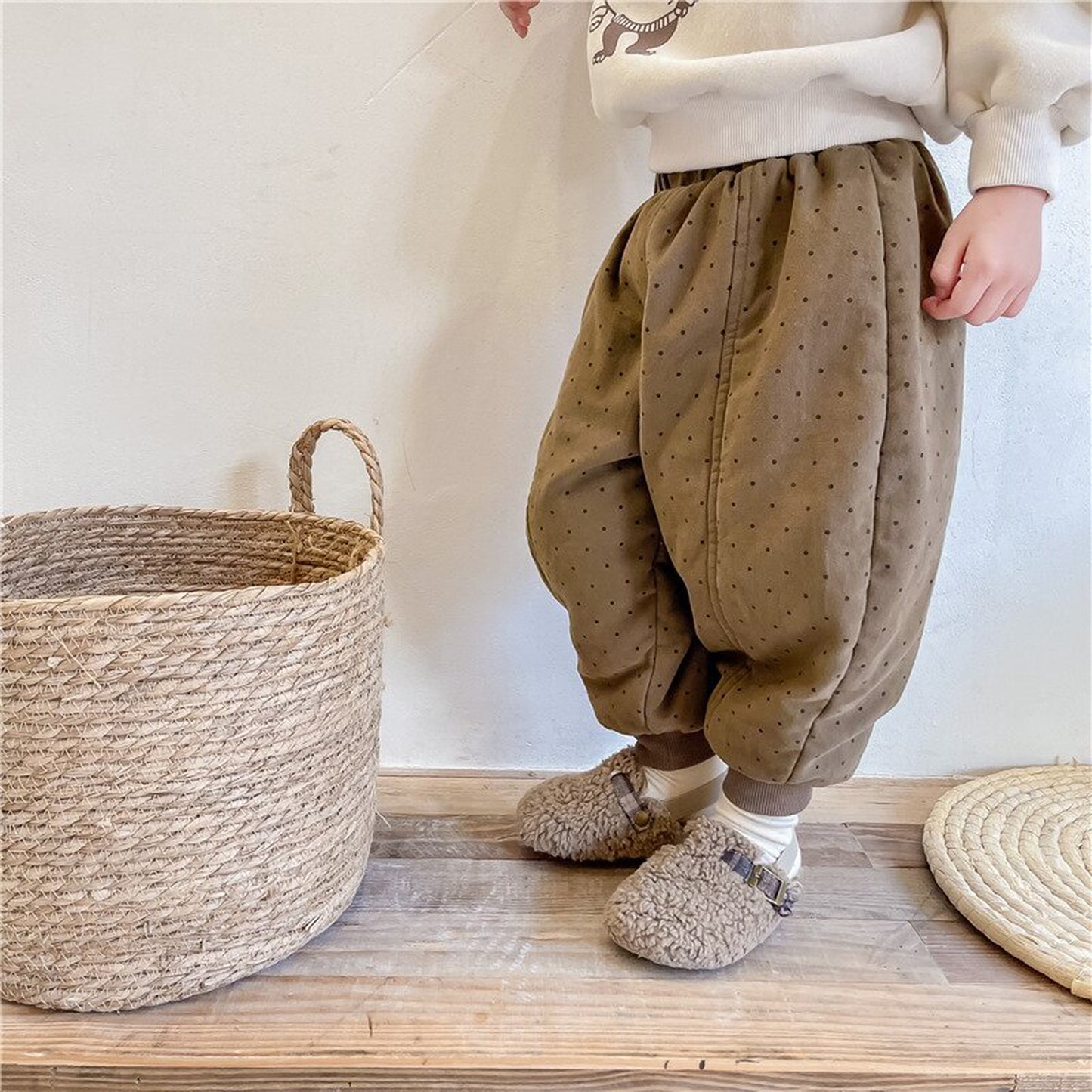 -キッズ みずたまドット 厚手 パンツ【mh0000255】 - mamahalo shop - ロングパンツ・スウェットパンツ -  べビー服 - 子供服 - 男の子 - 女の子