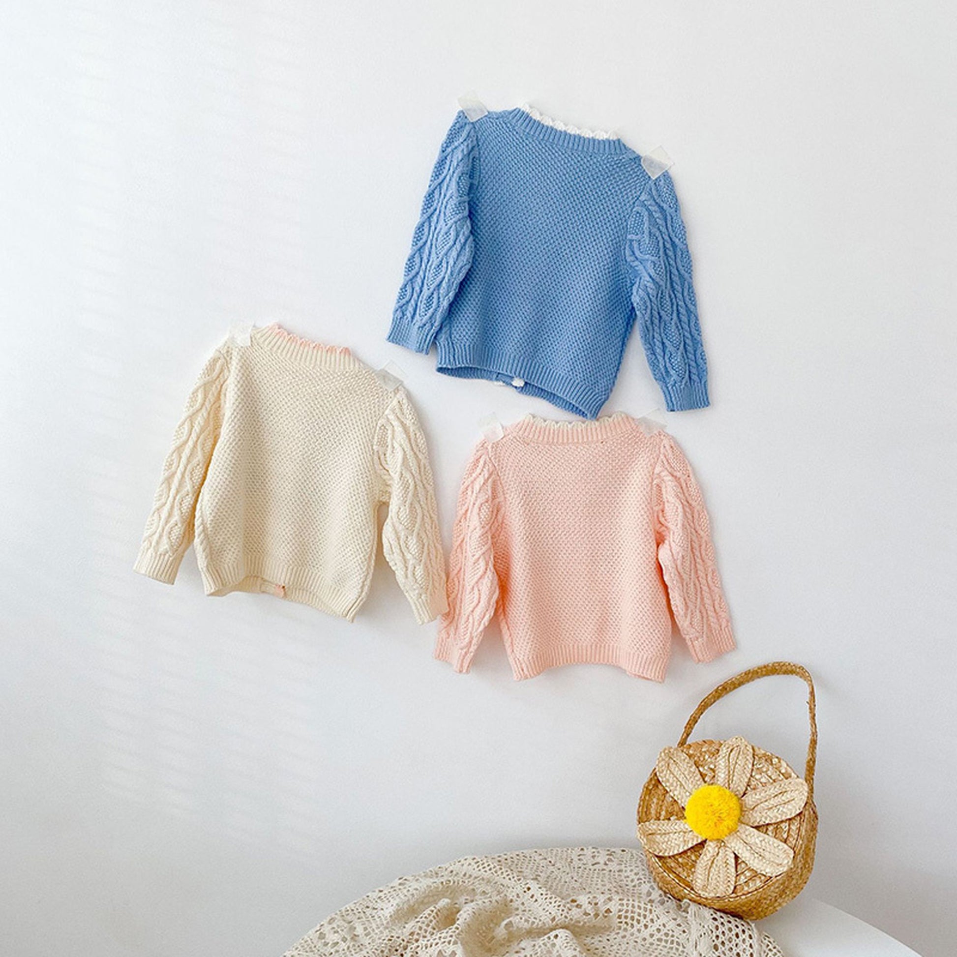 -ベビー 刺繍 フラワー ニット カーディガン【mh0000072】 - mamahalo shop - カーディガン・パーカー -  べビー服 - 子供服 - 男の子 - 女の子