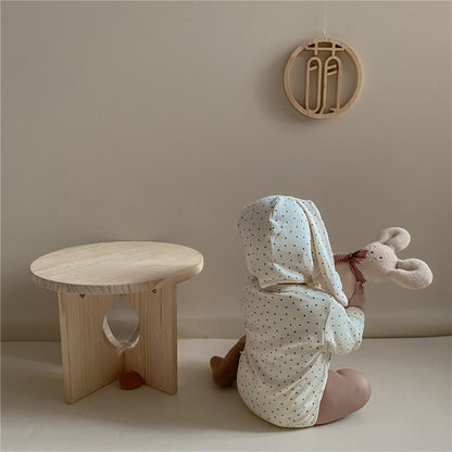 -ベビーロンパース 帽子セット みずたま水玉 長袖ボディスーツうさ耳帽子【mh0000209】 - mamahalo shop - 長袖ロンパース -  べビー服 - 子供服 - 男の子 - 女の子