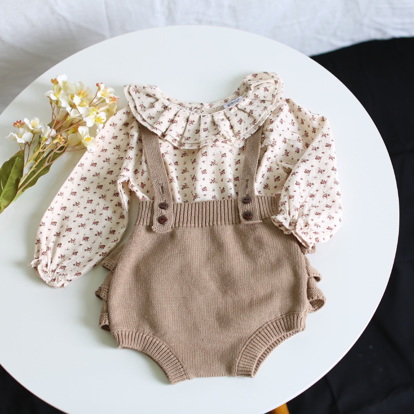 -ベビー フリル ニット サスペンダー ブルマ - mamahalo shop - ブルマパンツ -  べビー服 - 子供服 - 男の子 - 女の子