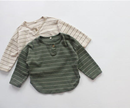 -キッズ ボーダー 長袖 Tシャツ トップス - mamahalo shop - 長袖Tシャツ -  べビー服 - 子供服 - 男の子 - 女の子