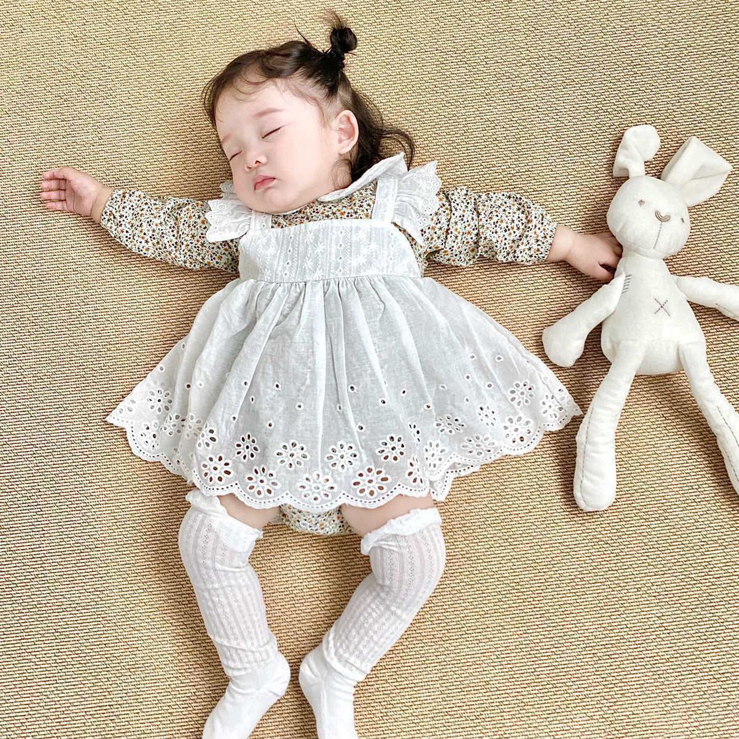 -☺︎ ベビー フラワー エプロン スカート ロンパース - mamahalo shop - 長袖ロンパース -  べビー服 - 子供服 - 男の子 - 女の子