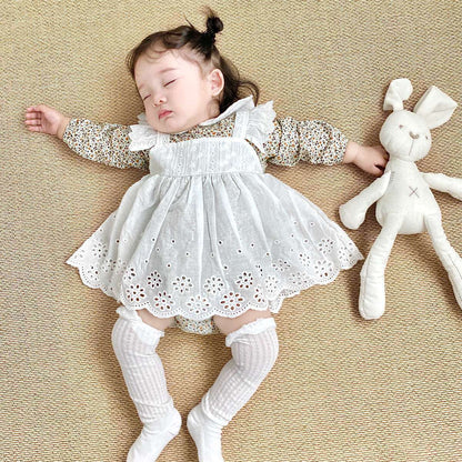 -☺︎ ベビー フラワー エプロン スカート ロンパース - mamahalo shop - 長袖ロンパース -  べビー服 - 子供服 - 男の子 - 女の子