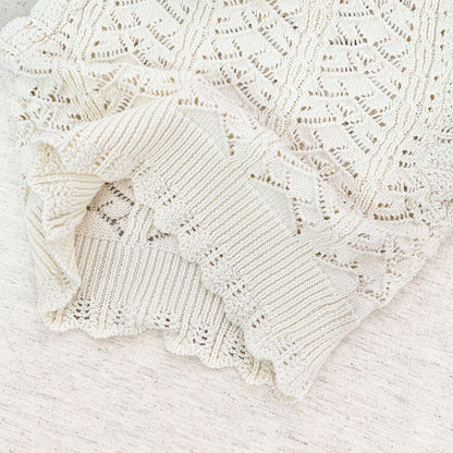 -ベビーキッズトップス レースニット フリル襟ベスト クリームアイボリー/イエロー/2カラー - mamahalo shop - ベスト -  べビー服 - 子供服 - 男の子 - 女の子