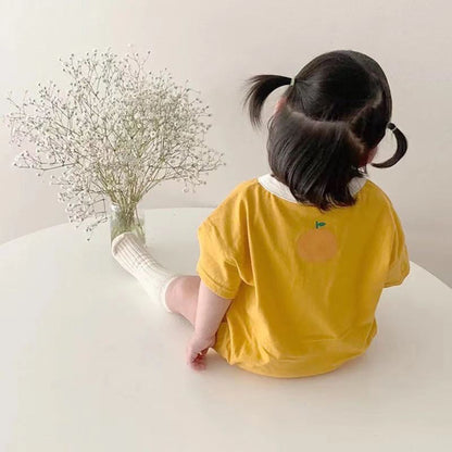 -ベビー オレンジ 半袖ロンパース【mh0000076】 - mamahalo shop - 半袖ロンパース -  べビー服 - 子供服 - 男の子 - 女の子