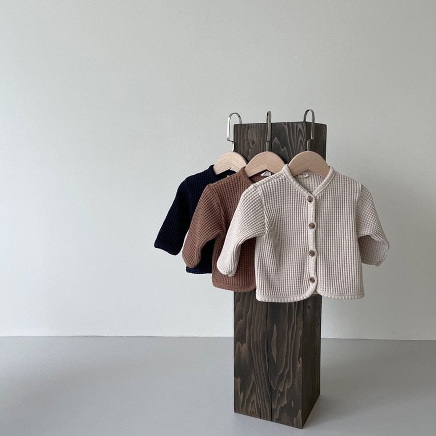 カーディガン・パーカー ベビー ワッフル ニット カーディガン【mh0001599】