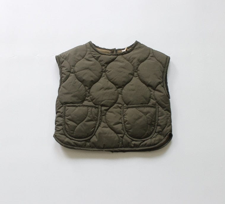 ベスト Army Green Vest / 24M/90cm キッズ キルティング 裏フリース スウェット ベスト パンツ【mh0001189】