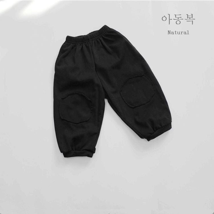 ロングパンツ・スウェットパンツ Black / 12M 80cm キッズ 無地 膝パッチ ルーズ ランタン パンツ ズボン【mh0001306】