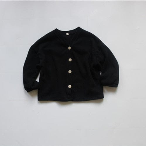 カーディガン・パーカー Black / 3T 90cm キッズ ニット カーディガン シンプルベーシック【mh0000120】