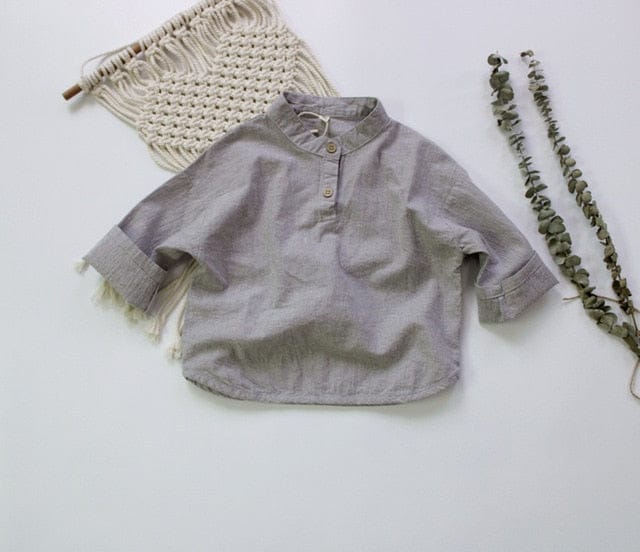 長袖シャツ・ブラウス Gray / 24M 80cm キッズ スタンドカラー シャツ【mh0000014】