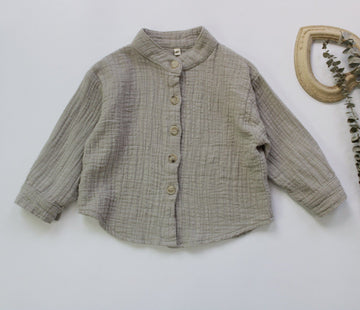長袖シャツ・ブラウス Gray / 24M 80cm キッズ コットンリネン シャツ【mh0000325】