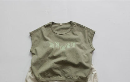 タンクトップ・キャミソール・ノースリーブトップス Green / 12M/80cm キッズ レターロゴ ノースリーブ Tシャツ【mh0001957】