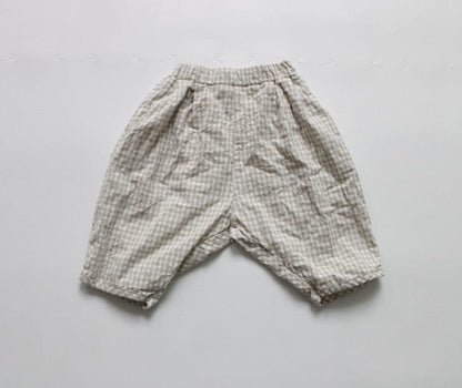 ロングパンツ・スウェットパンツ Khaki / 24M 80cm キッズ コットンリネン チェック ルーズ パンツ【mh0001001】
