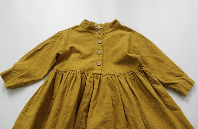 長袖ワンピース キッズ コットン リネン 長袖ワンピース【mh0000012】