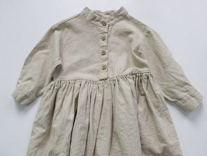 長袖ワンピース キッズ コットン リネン 長袖ワンピース【mh0000012】