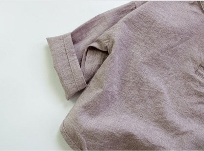 長袖シャツ・ブラウス キッズ スタンドカラー シャツ【mh0000014】