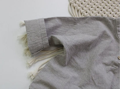 長袖シャツ・ブラウス キッズ スタンドカラー シャツ【mh0000014】