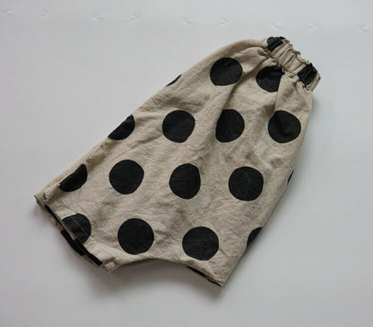 ハーフパンツ・ショートパンツ キッズ ポルカドット サルエルパンツ コットンリネン【mh0000531】