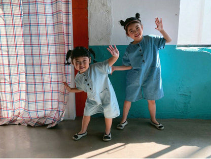 半袖ジャンプスーツ キッズ デニム 半袖 ジャンプスーツ【mh0000538】