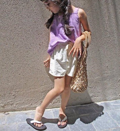 タンクトップ・キャミソール・ノースリーブトップス キッズ  キャミソール ノースリーブ ビスチェ バックスリット トップス【mh0000841】