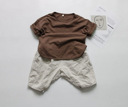 ロングパンツ・スウェットパンツ キッズ コットンリネン チェック ルーズ パンツ【mh0001001】