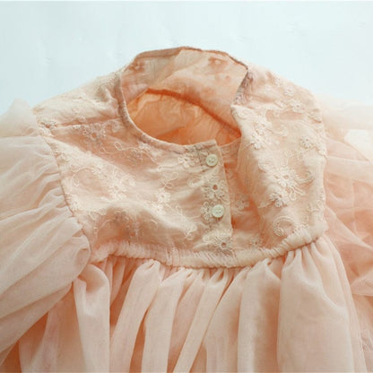 長袖ワンピース キッズ チュチュ チュール 長袖 パフスリーブ ドレス ワンピース【mh0001274】