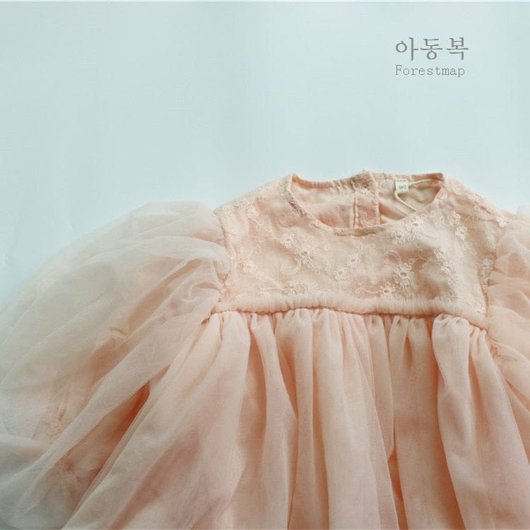長袖ワンピース キッズ チュチュ チュール 長袖 パフスリーブ ドレス ワンピース【mh0001274】