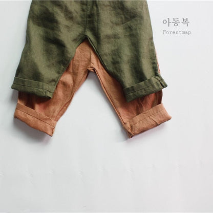 ロングパンツ・スウェットパンツ キッズ アースカラー ルーズ ロング パンツ ズボン【mh0001293】