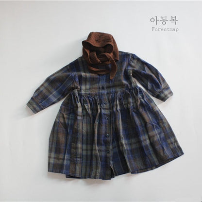 長袖ワンピース キッズ トラッド チェック 長袖 ワンピース【mh0001297】